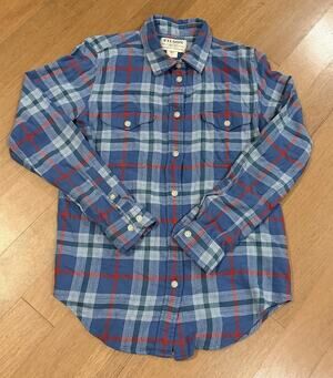 Filson Shirt Womens S Blue Red Green Plaid Flannel Long Sleeve Button Up Casual